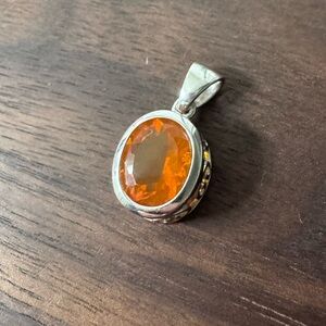 Elegant Silver and Orange Pendant